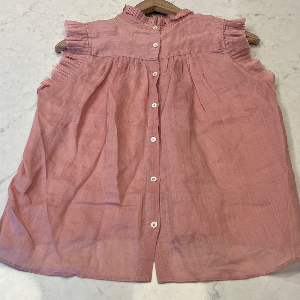 Frame Denim Blush‎ Ruffle Top Size XS - Picture 4 of 8